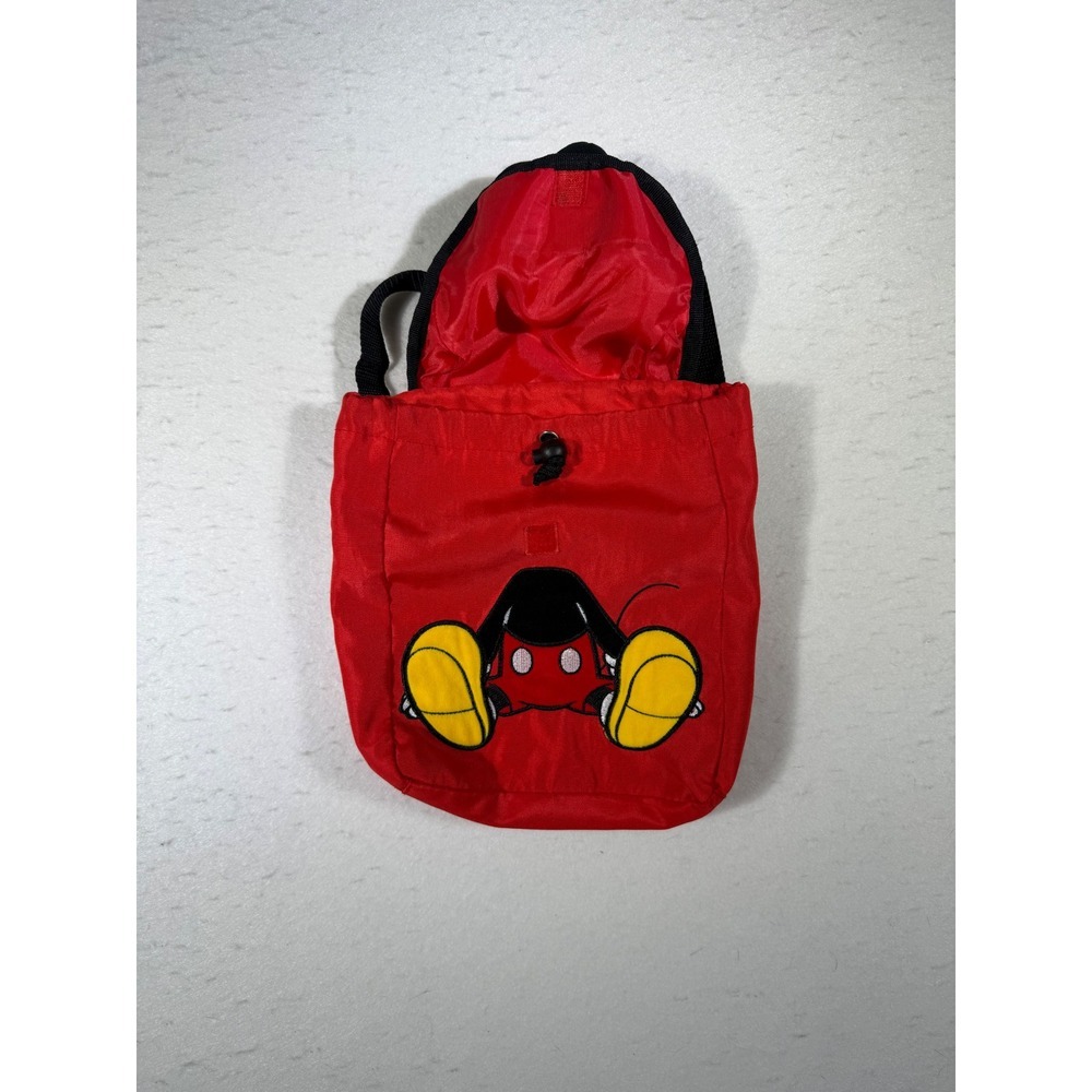 Disney Mickey Mouse Red Backpack Drawstring Bag Plush Character Face - Picture 3 of 5